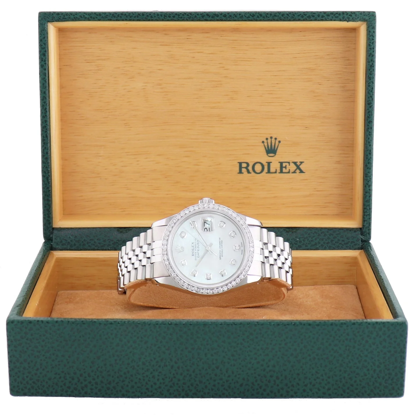 MINT DIAMOND Bezel Rolex DateJust 36mm Mother of Pearl 16234 Steel Watch Box - Image 8