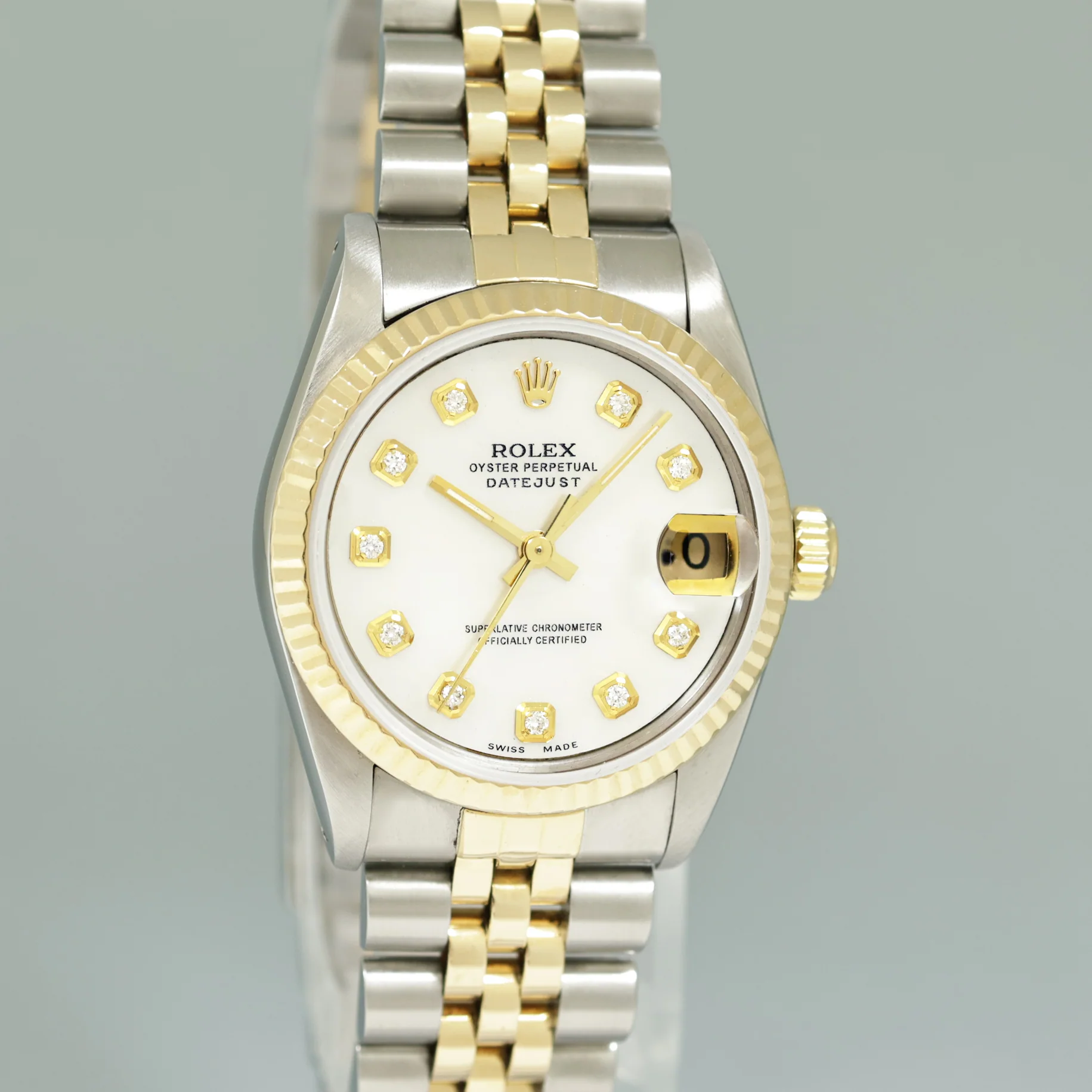 MINT Ladies Rolex 68273 Two Tone 18k Yellow Gold Fluted Steel 31mm Pearl Diamond Watch - Image 3
