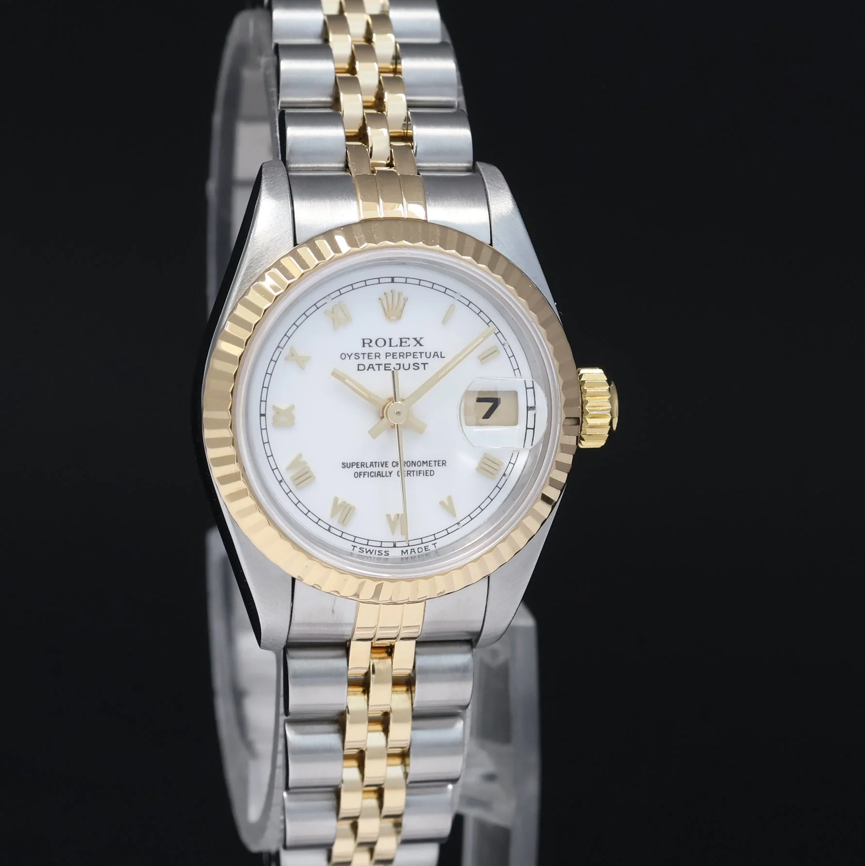 MINT Ladies Rolex DateJust 26mm 69173 White Roman Two Tone Yellow Gold Jubilee Watch - Image 3