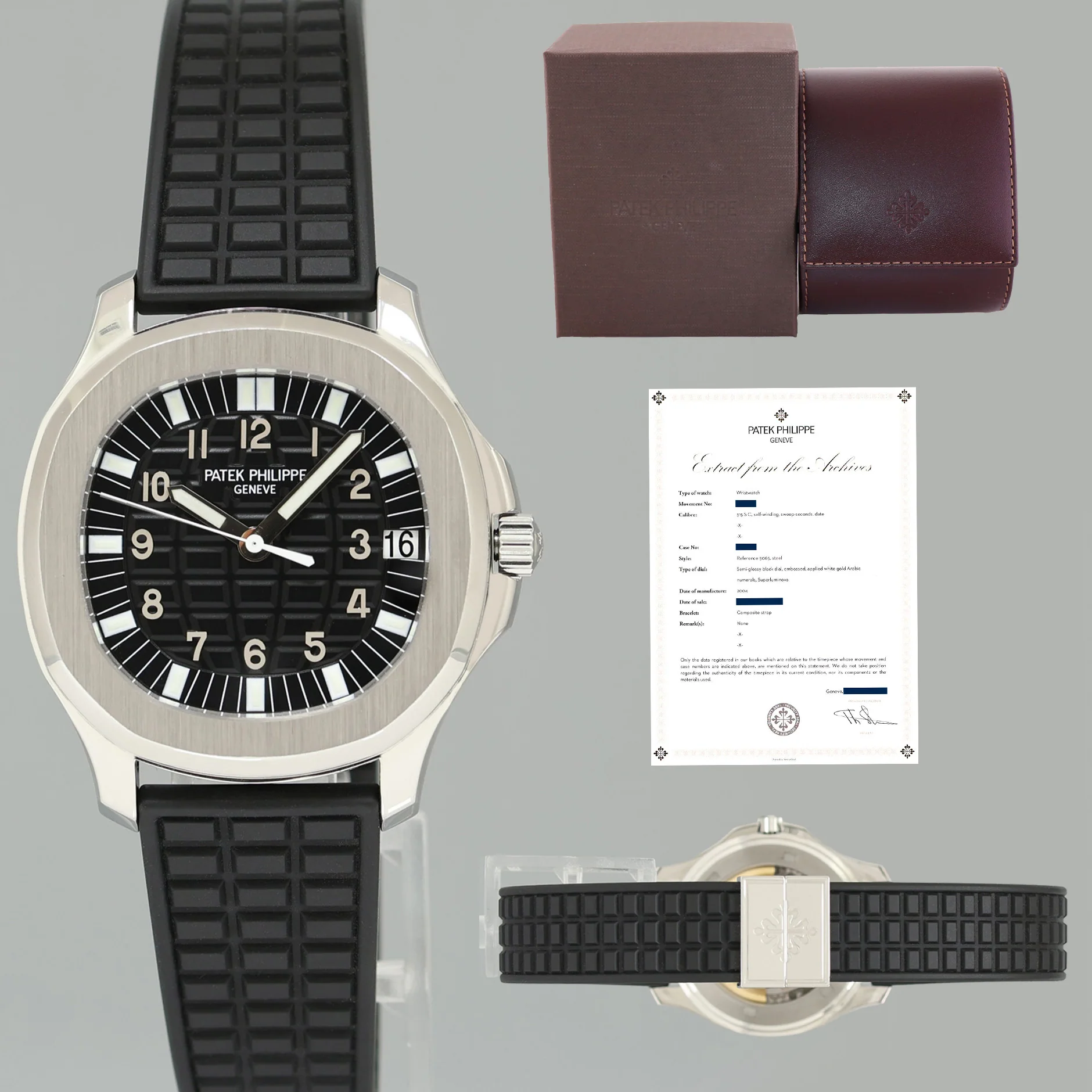 MINT PAPERS Patek Philippe Steel Aquanaut Black Rubber JUMBO 5065 38mm Watch