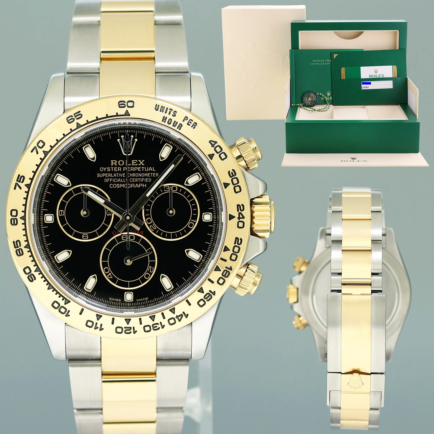MINT PAPERS Rolex Daytona 40mm Cosmograph 116503 Black Two Tone Gold Watch