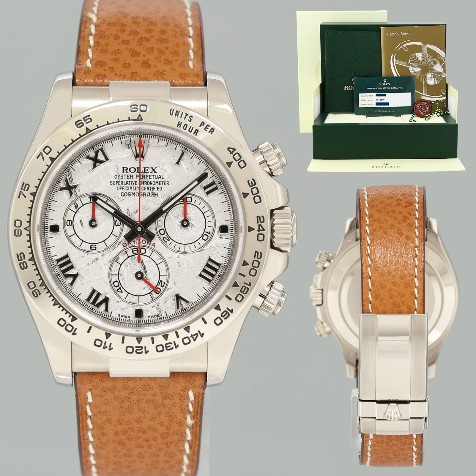 2023 RSC PAPERS Rolex Daytona White Gold 116519 Meteorite Roman Leather Watch Box