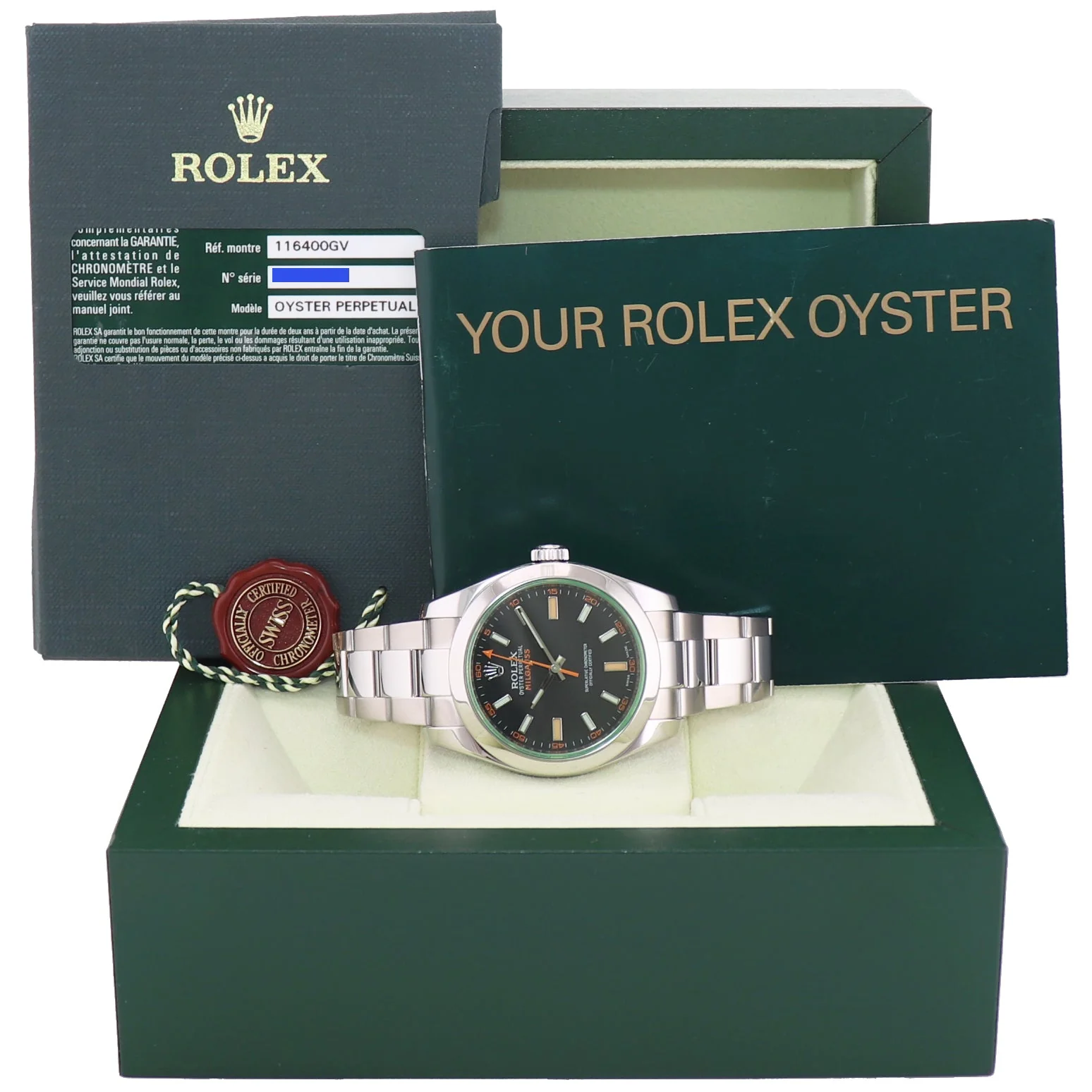 MINT PAPERS Rolex Milgauss Green Anniversary 116400GV 40mm Steel Black Watch Box - Image 9