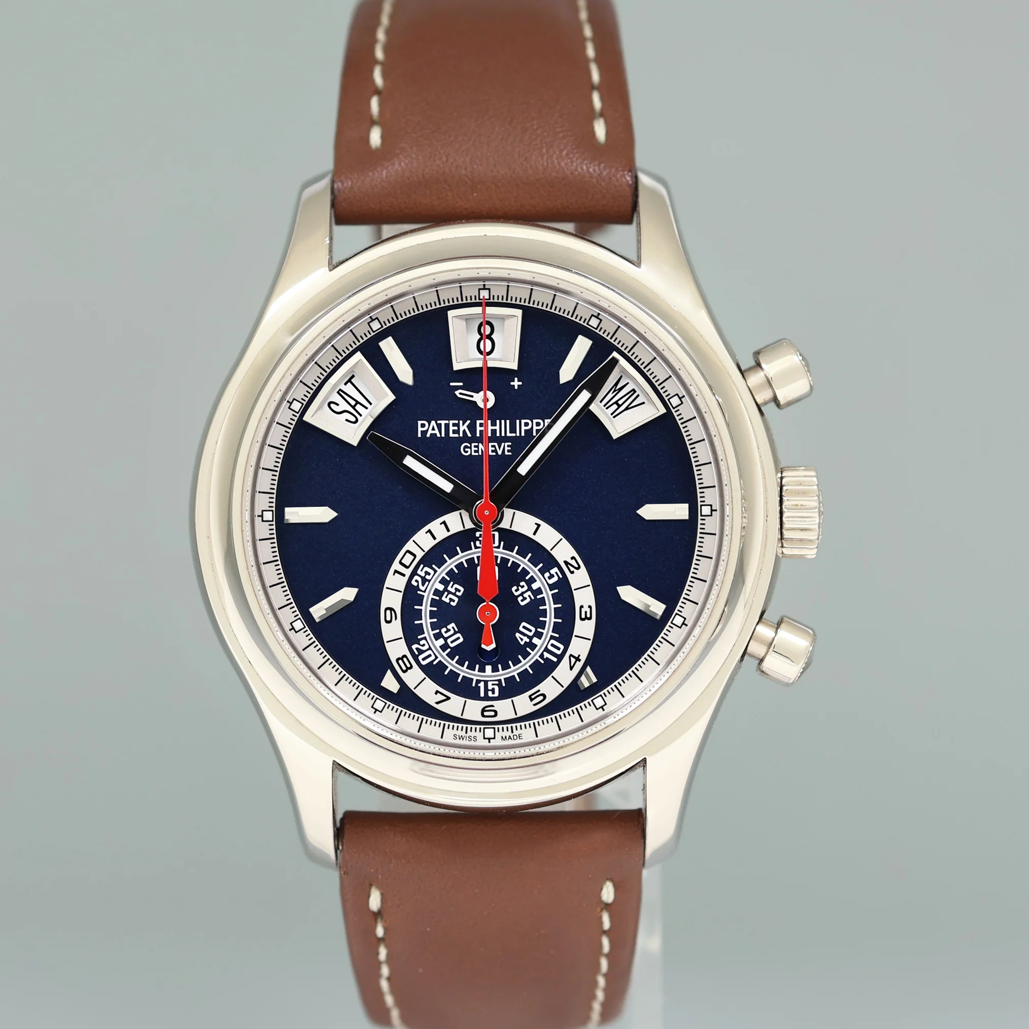2026 SERVICE PAPERS Patek Philippe 5960G White Gold Chrono Blue Calendar Watch - Image 2