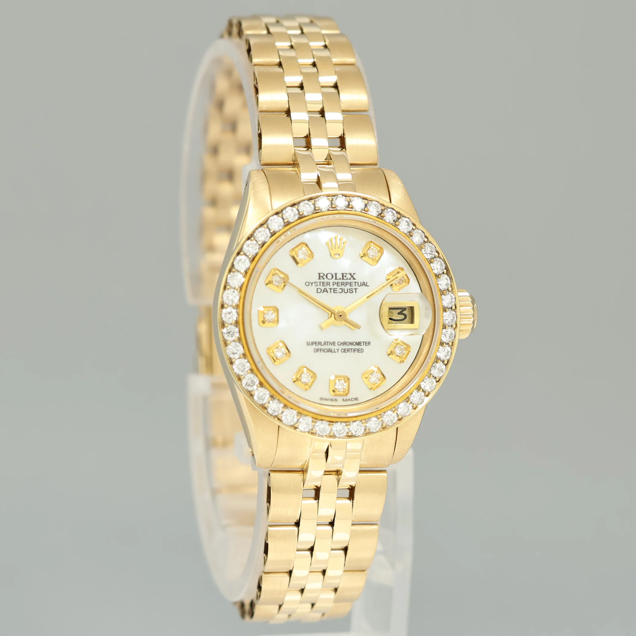 Pearl Diamond Ladies Rolex DateJust 6917 Jubilee 26mm Yellow Gold Watch Box - Image 3