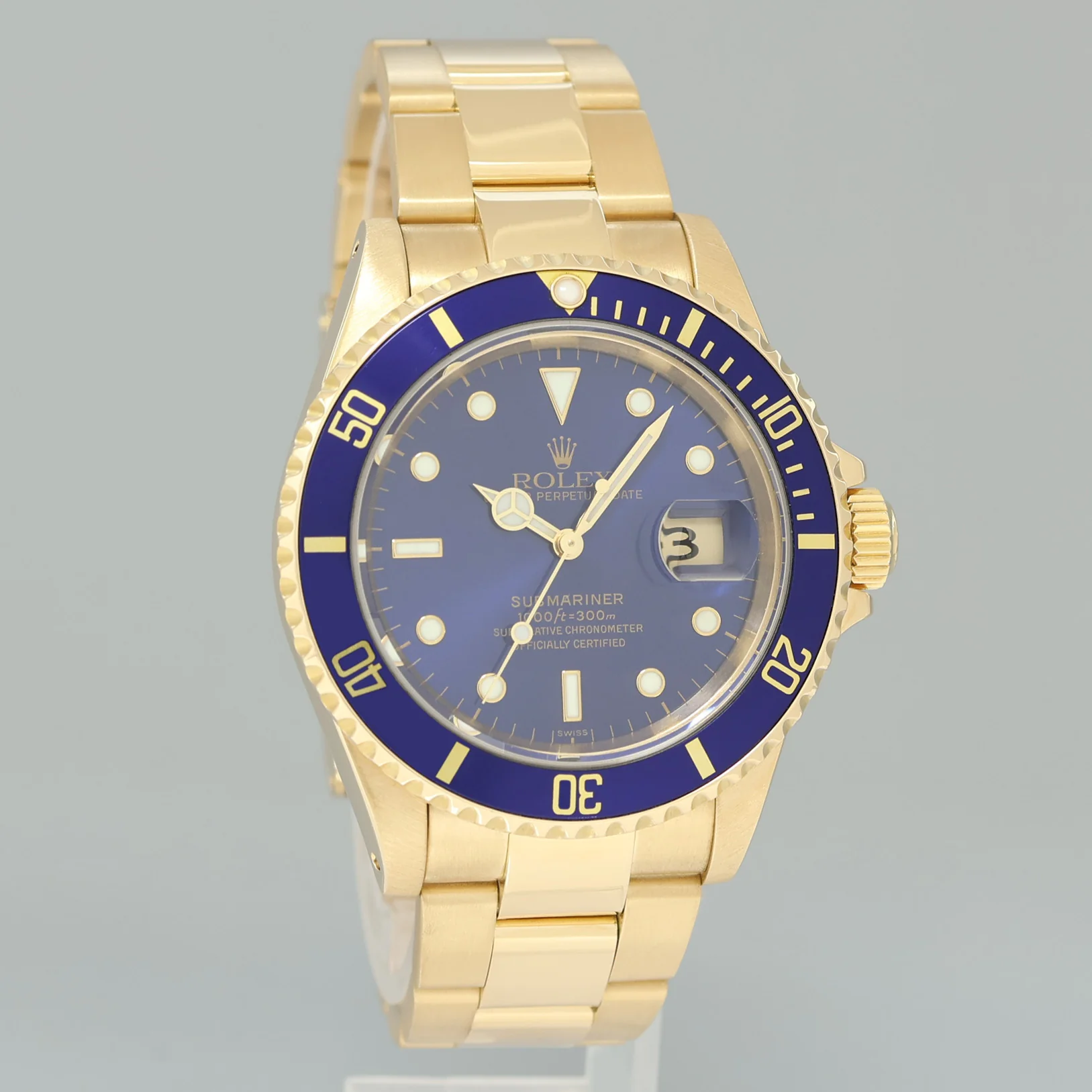 MINT Rolex 16618 Submariner Yellow Gold Blue Sunburst Oyster 40mm Watch Box - Image 3