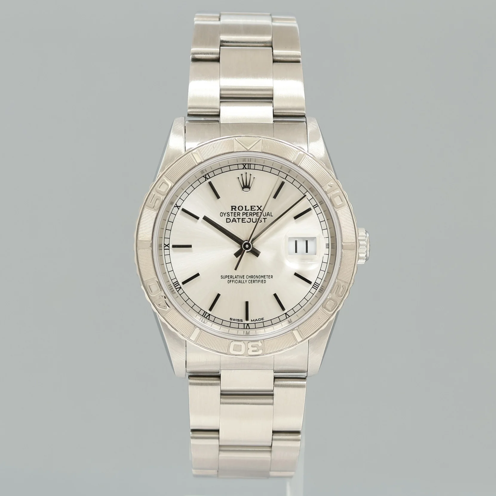 MINT Rolex DateJust 16264 Turn-O-Graph Silver Stick Oyster White Gold 36mm Watch Box - Image 2