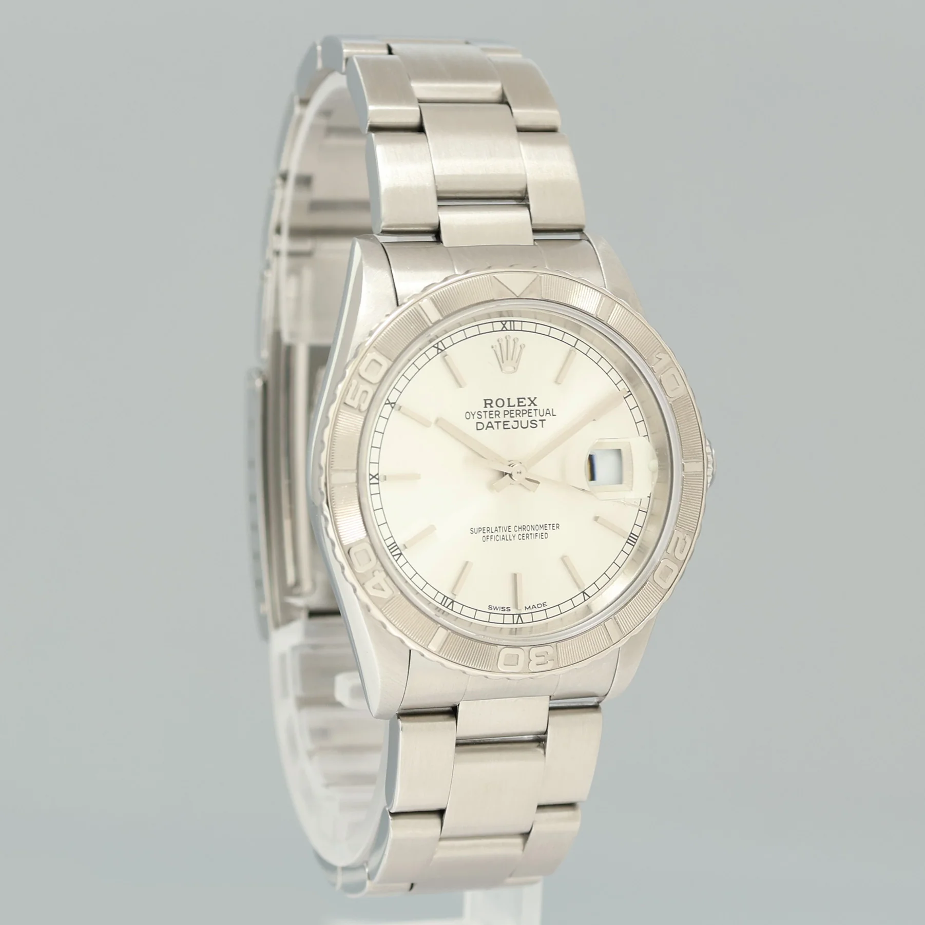 MINT Rolex DateJust 16264 Turn-O-Graph Silver Stick Oyster White Gold 36mm Watch Box - Image 3