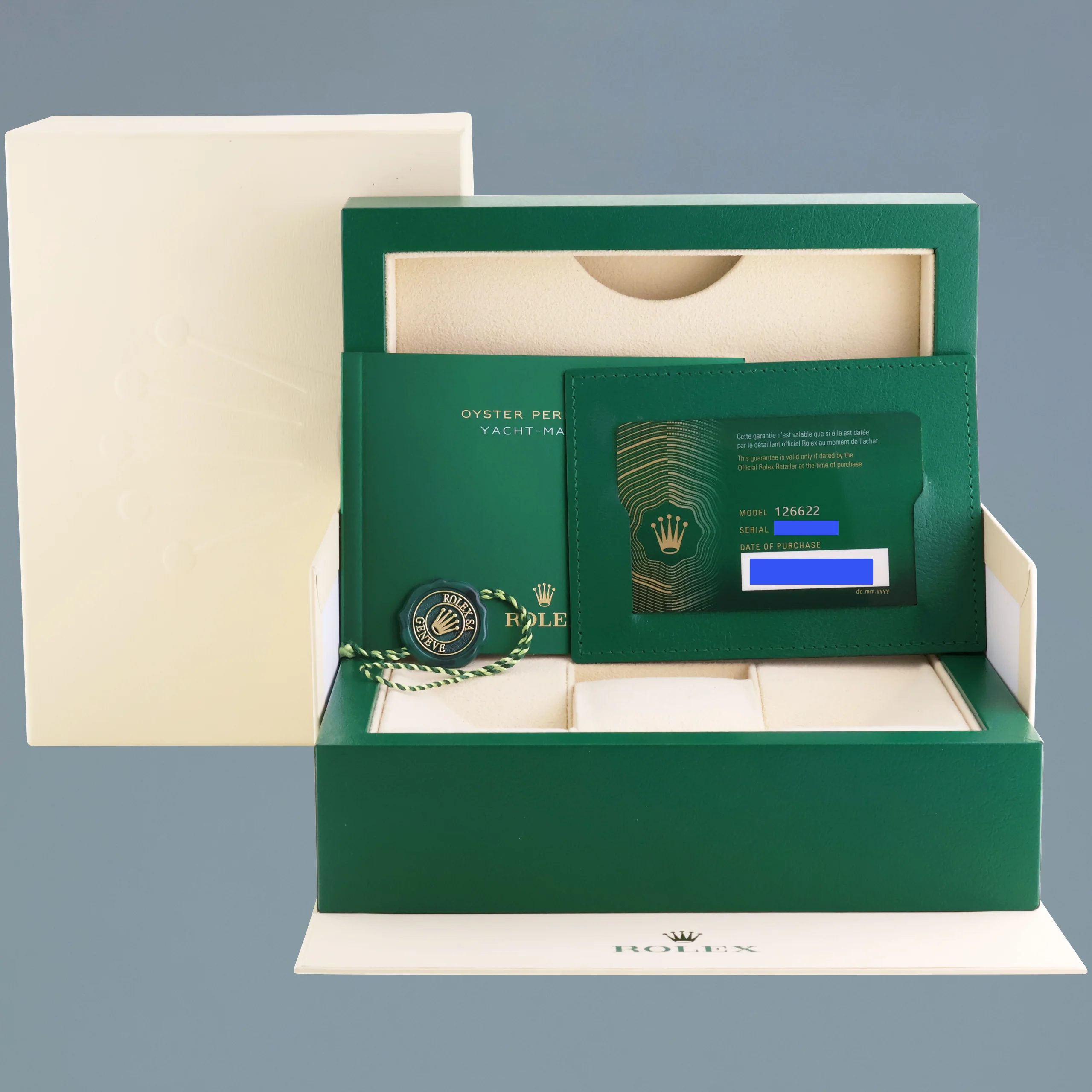 NEW 2024 PAPERS Rolex Yacht-Master 126622 Steel Platinum Blue 40mm Watch Box - Image 7
