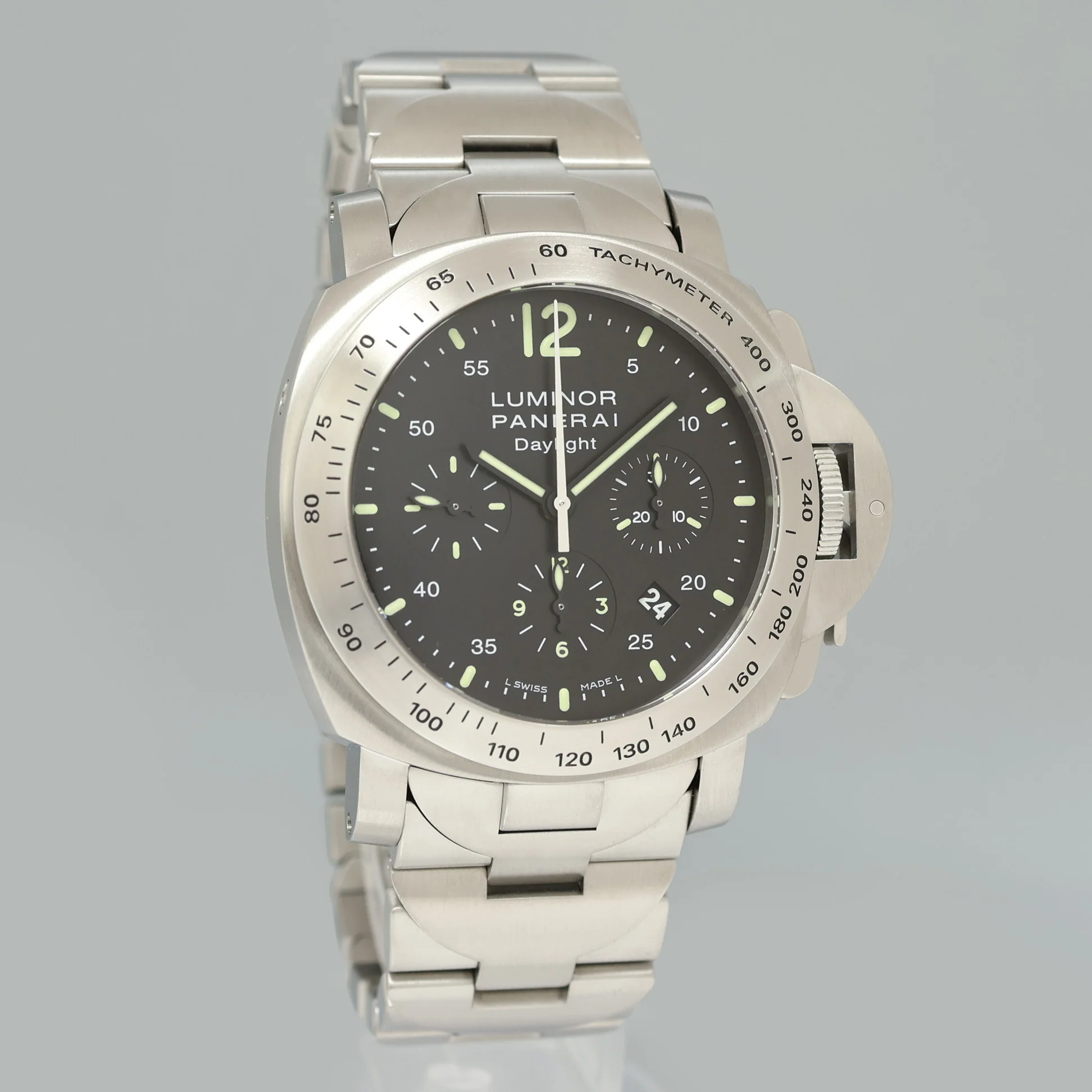 MINT PAPERS Panerai Luminor Chrono Stainless Steel Black 44mm Watch PAM00236 - Image 3