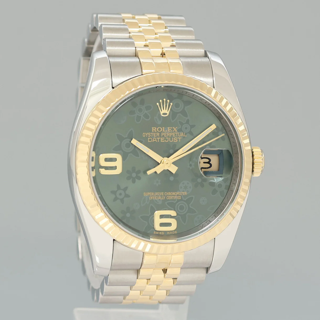MINT Rolex DateJust 36mm Jubilee Two Tone Gold Green Floral 116233 Watch Box - Image 3