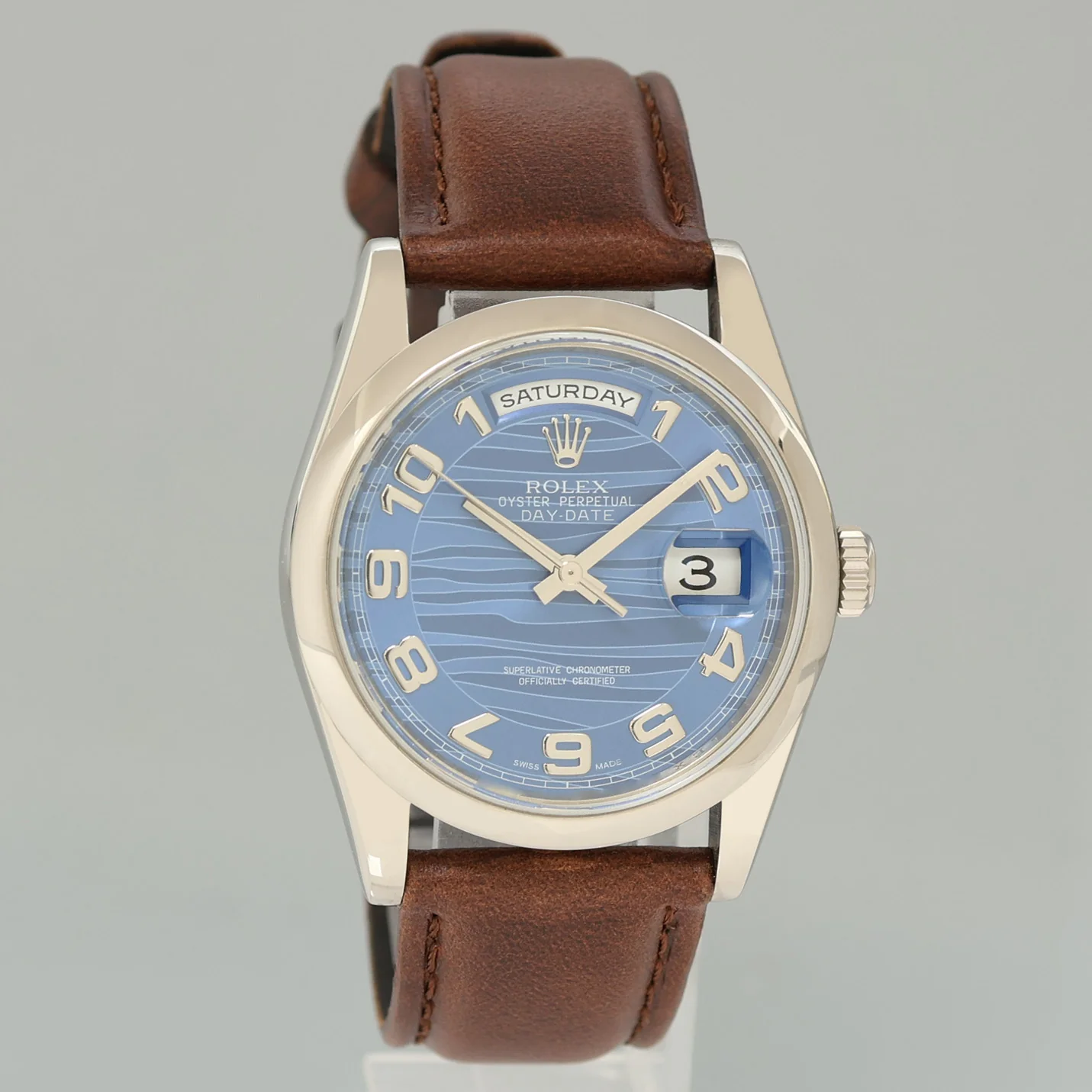 2012 PAPERS MINT Rolex President Day Date Blue Wave 118209 White Gold Oyster Watch - Image 3