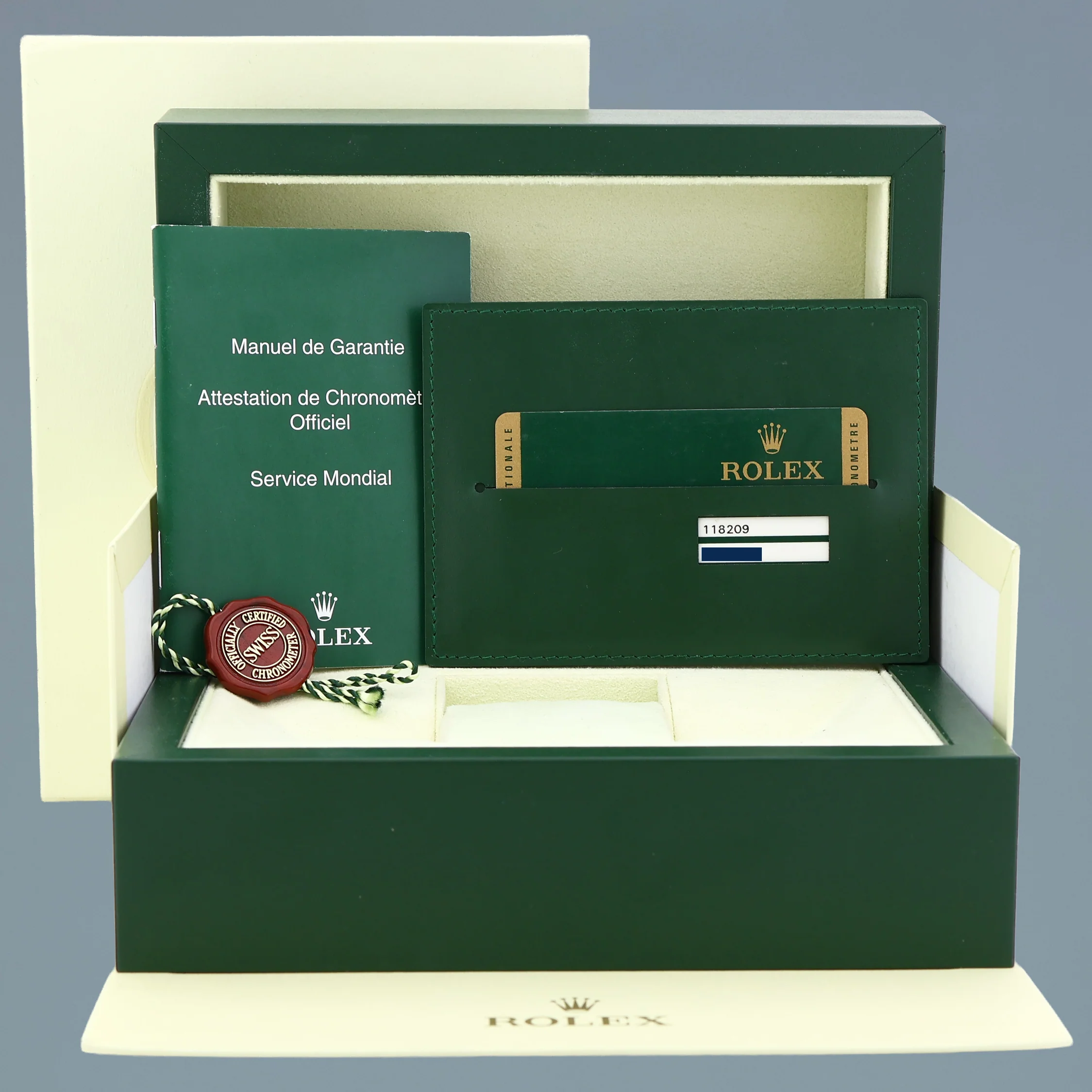 2012 PAPERS MINT Rolex President Day Date Blue Wave 118209 White Gold Oyster Watch - Image 7