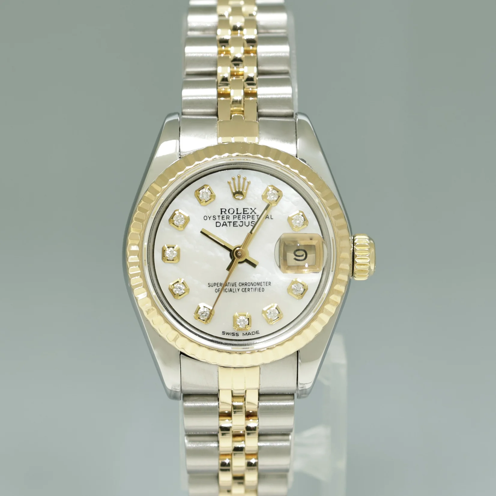 Pearl Diamond Ladies Rolex 26mm DateJust 69173 Two Tone Gold Jubilee Watch - Image 2