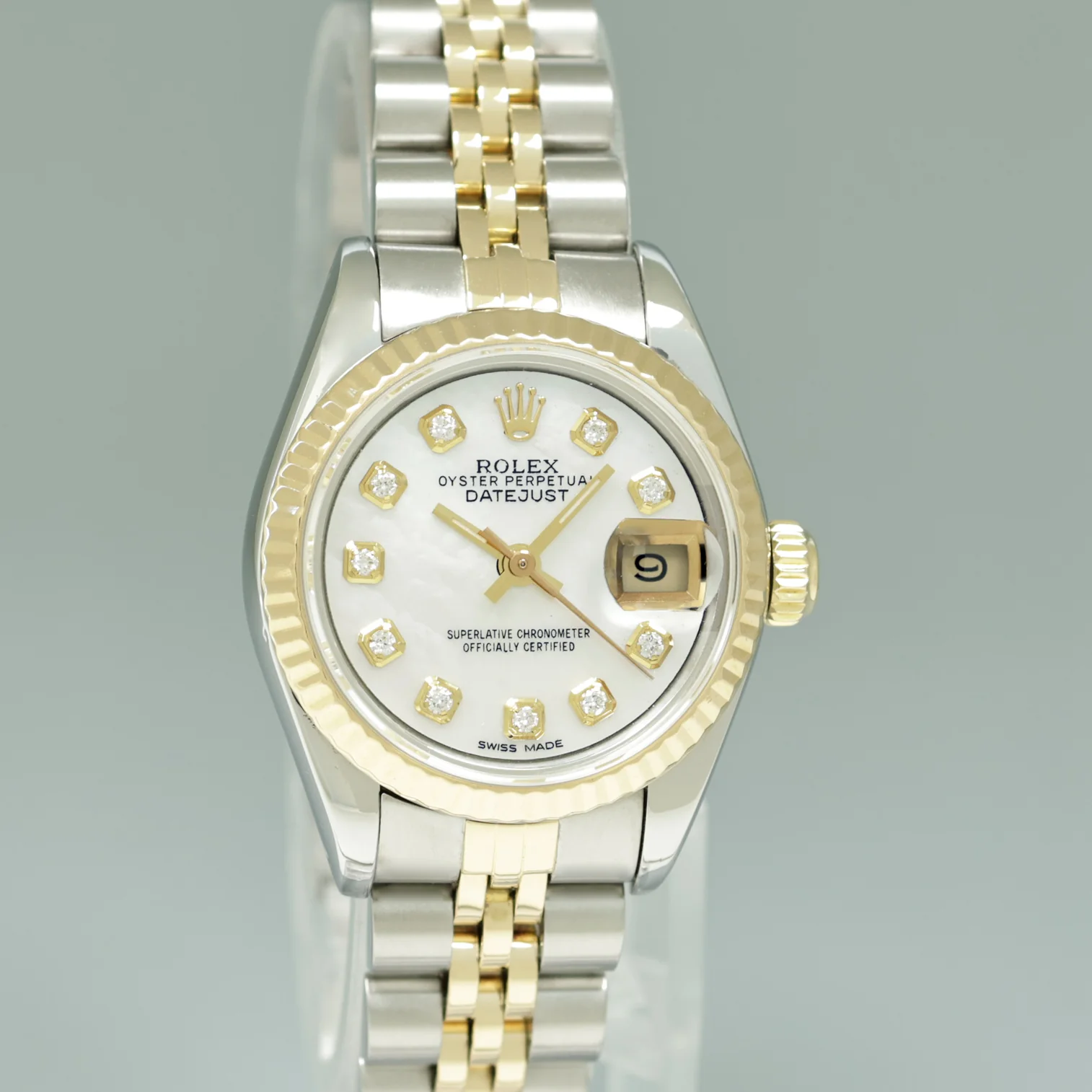 Pearl Diamond Ladies Rolex 26mm DateJust 69173 Two Tone Gold Jubilee Watch - Image 3