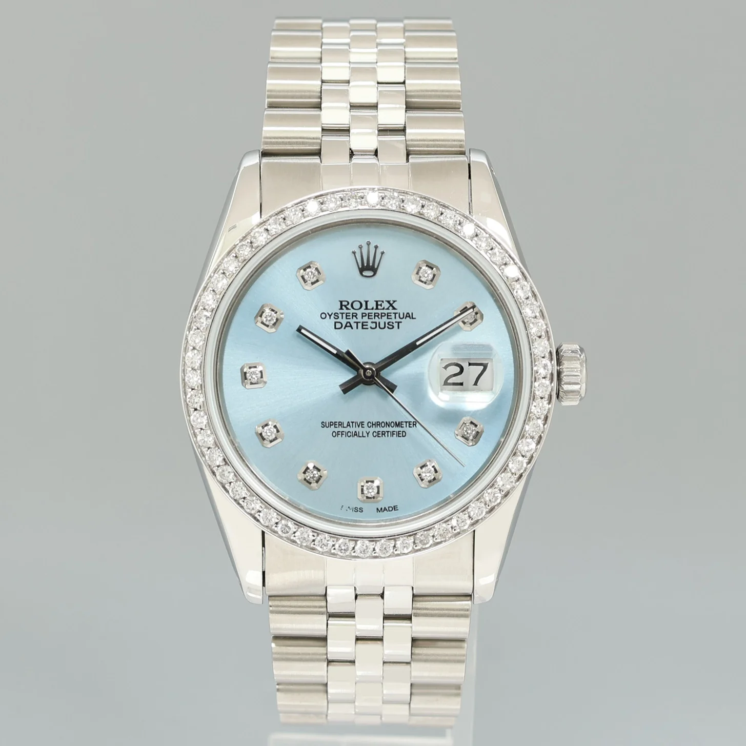 Rolex DateJust 16014 Glacier Diamond Bezel Jubilee Band 36mm Watch Box - Image 2
