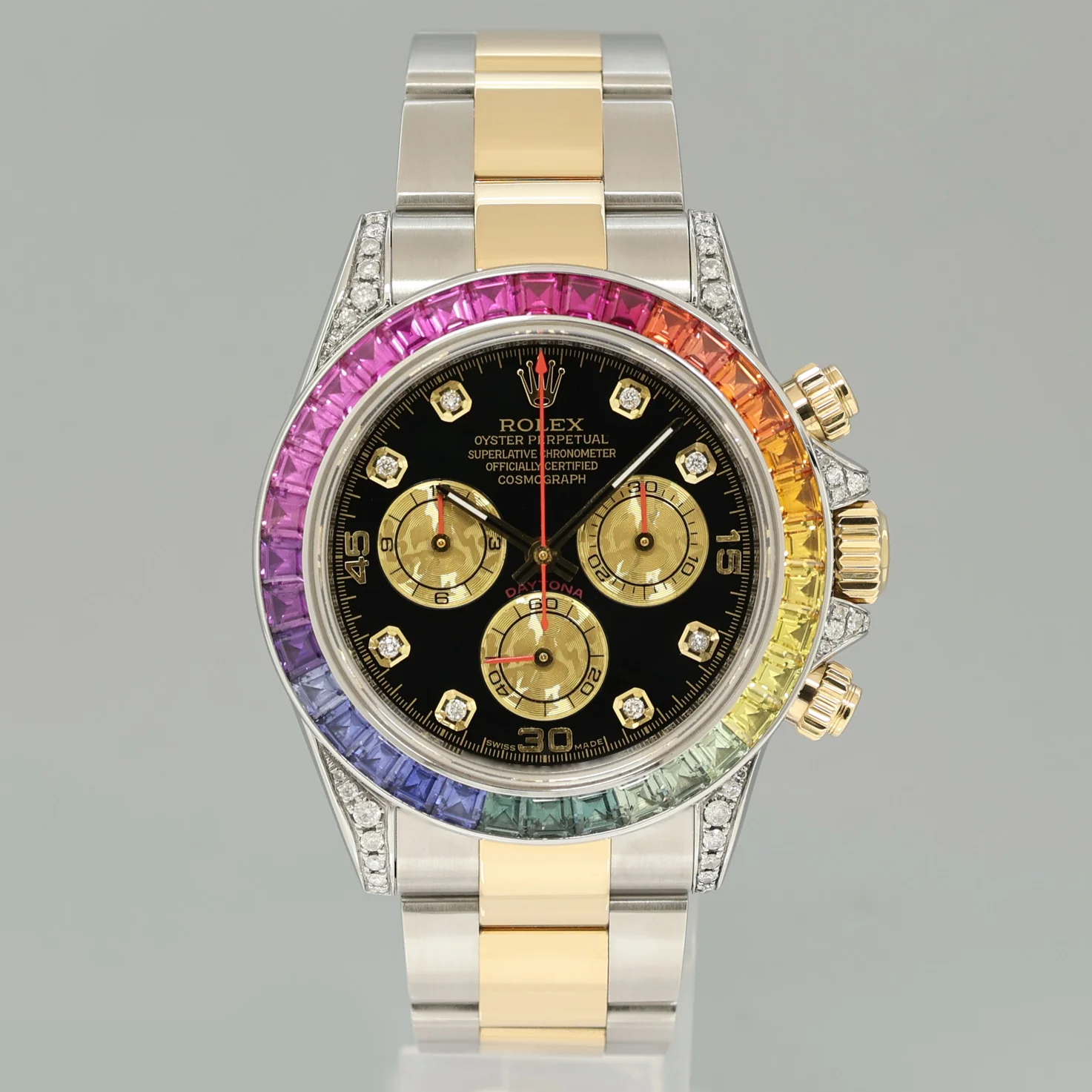 2009 Rolex Daytona 116523 Rainbow Diamond Yellow Gold Steel Sapphire 40mm Watch - Image 2