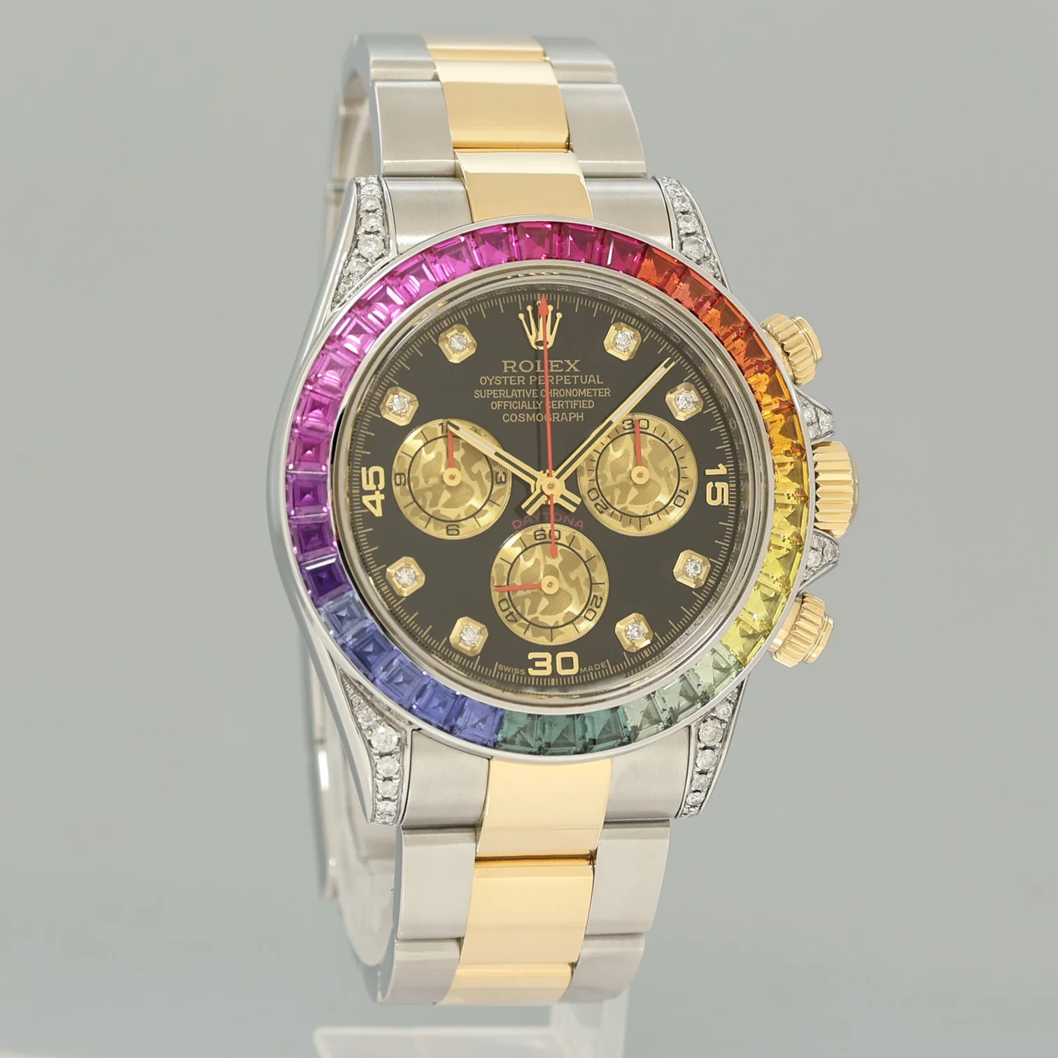 2009 Rolex Daytona 116523 Rainbow Diamond Yellow Gold Steel Sapphire 40mm Watch - Image 3