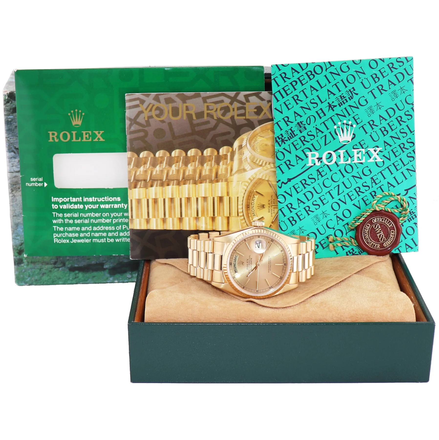 MINT Rolex President Day Date Champagne 18238 Double Quick Set Yellow Gold Watch Box - Image 7