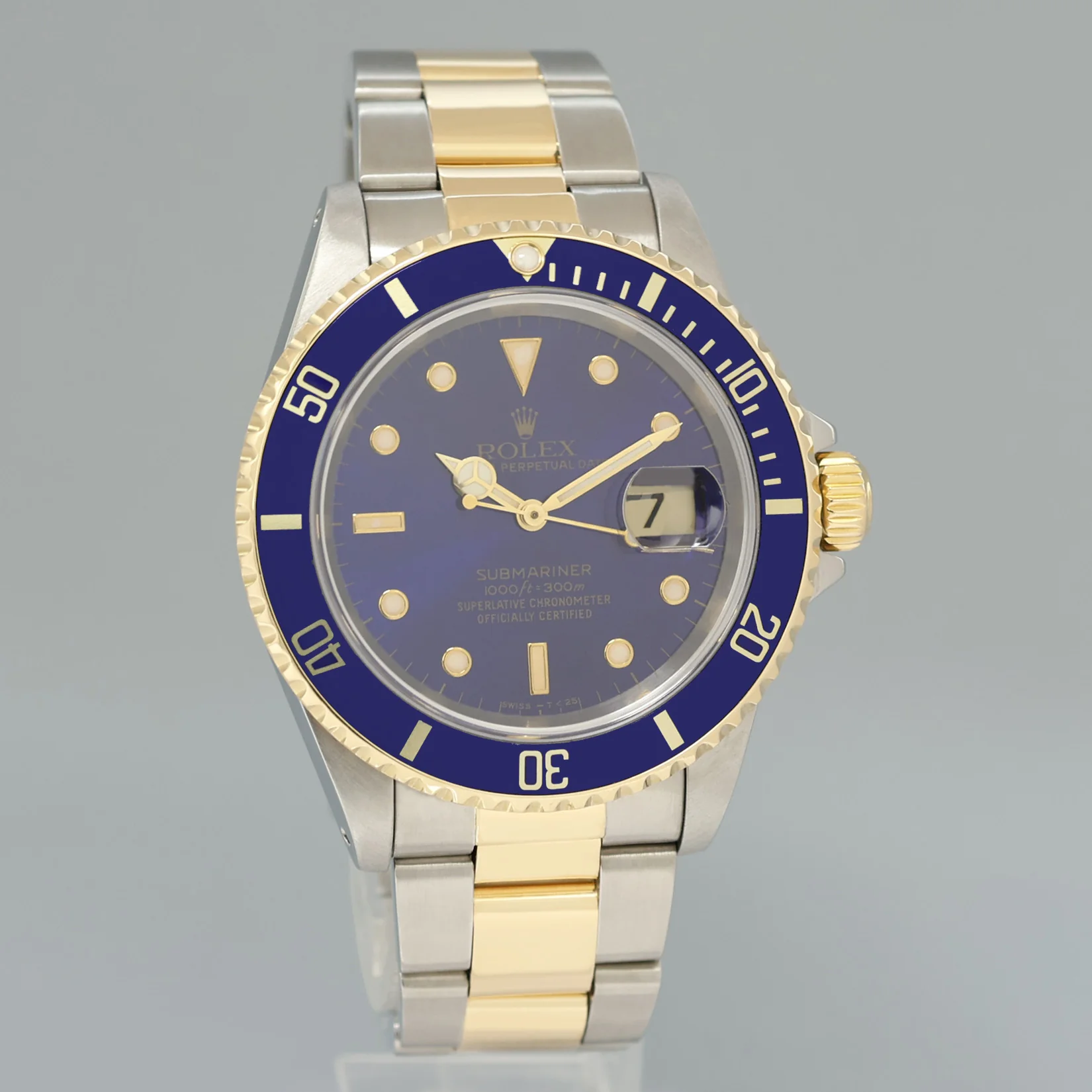 Rolex Submariner 16613LB Yellow Gold Steel Two Tone Yellow Gold Sunburst Blue Watch - Image 3