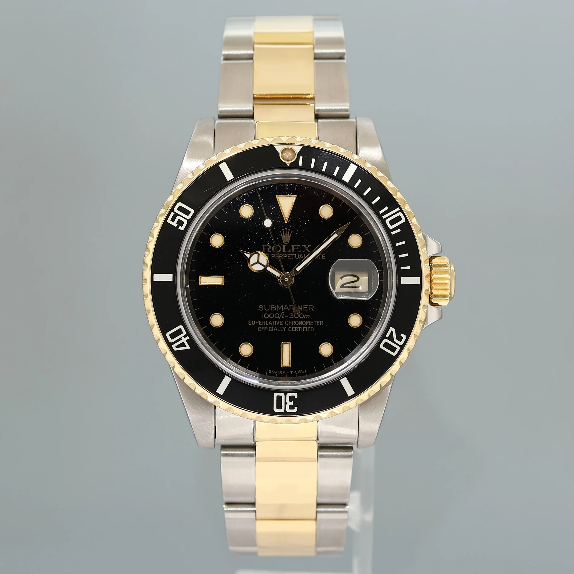Rolex Submariner Date 16803 Two-Tone Yellow Gold Steel Black 40mm Watch Box - Image 2