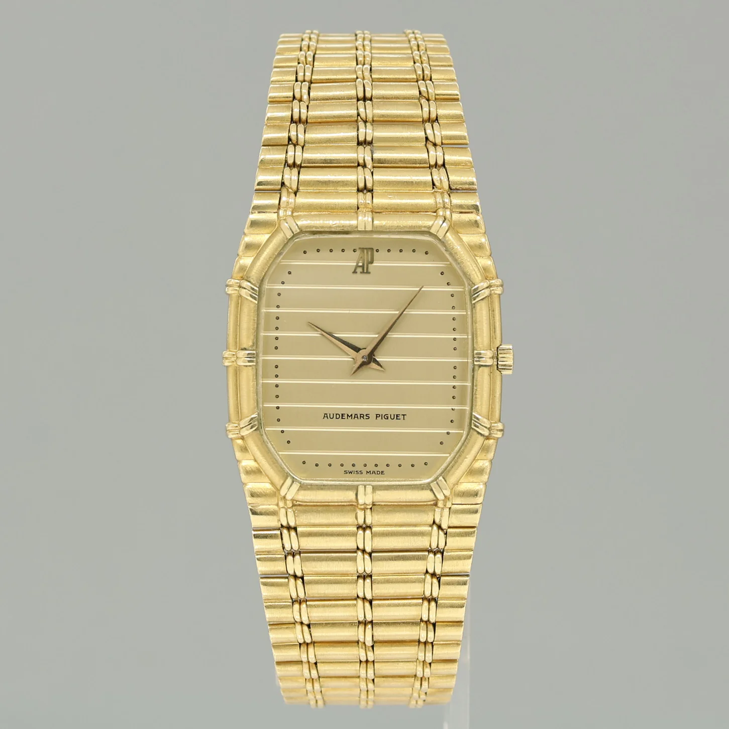 Mens 1980s Audemars Piquet Bamboo 27mm 18k Yellow Gold Motif Dial Mechanical Wind Watch - Image 2