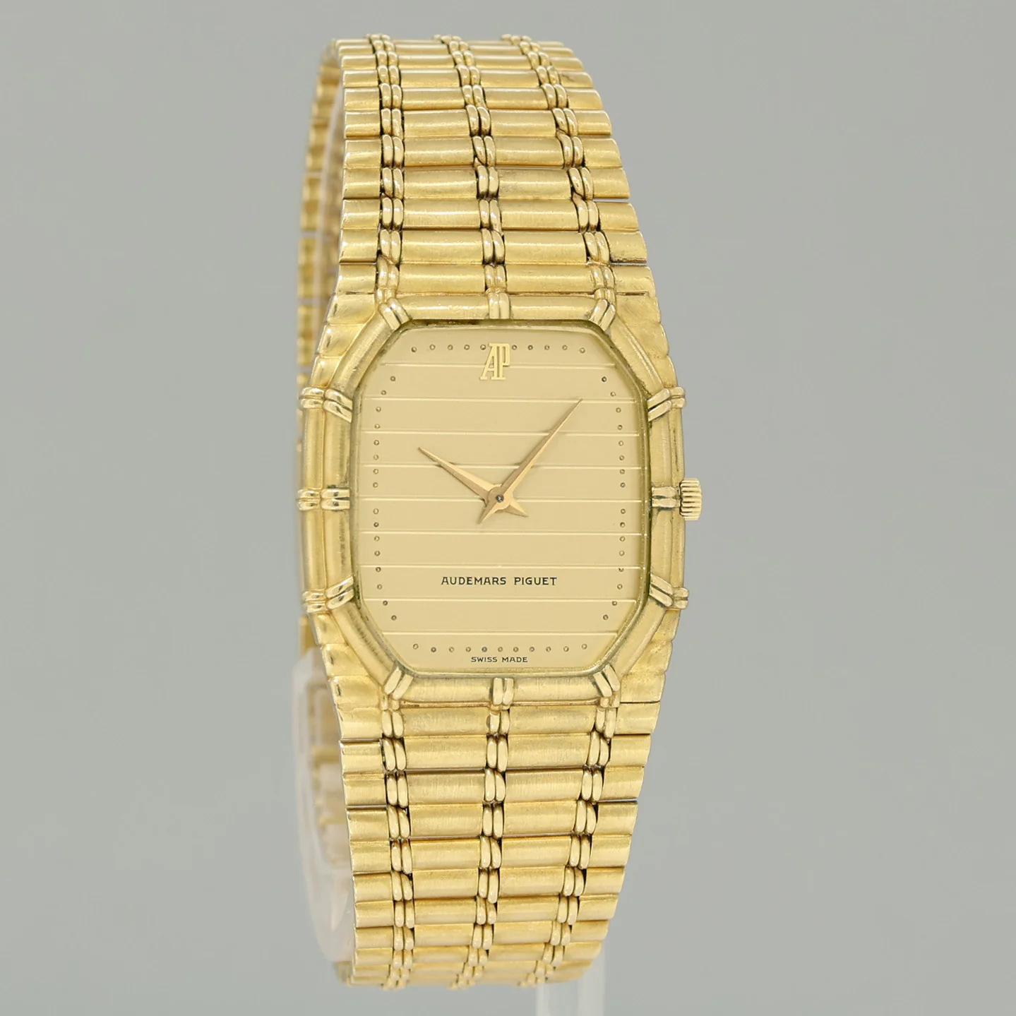 Mens 1980s Audemars Piquet Bamboo 27mm 18k Yellow Gold Motif Dial Mechanical Wind Watch - Image 3